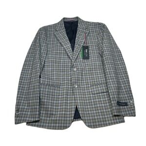 Tommy Hilfiger Check Sport Coat Mens 38S 36 Blue Tan‎ Plaid Flex $295 NEW